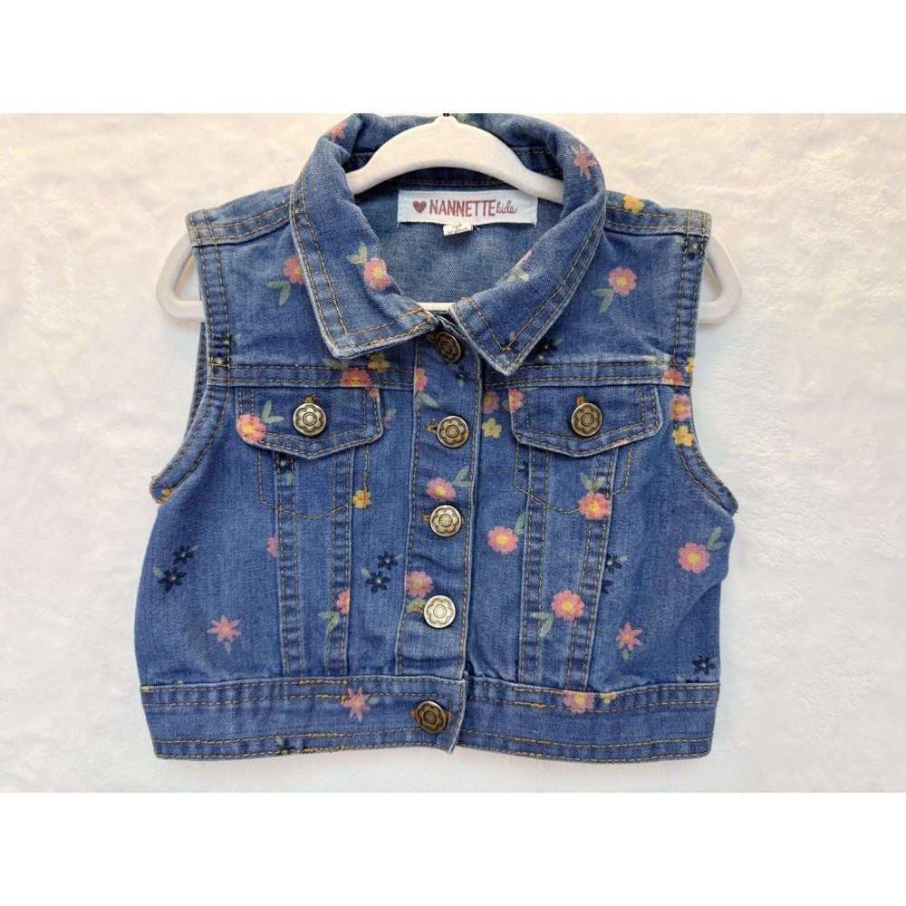 Nanette Floral Denim‎ Vest 3T Cottagecore Prairie Jean Vest Girlcore Layering
